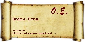 Ondra Erna névjegykártya